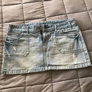 American Eagle distressed jean mini skirt